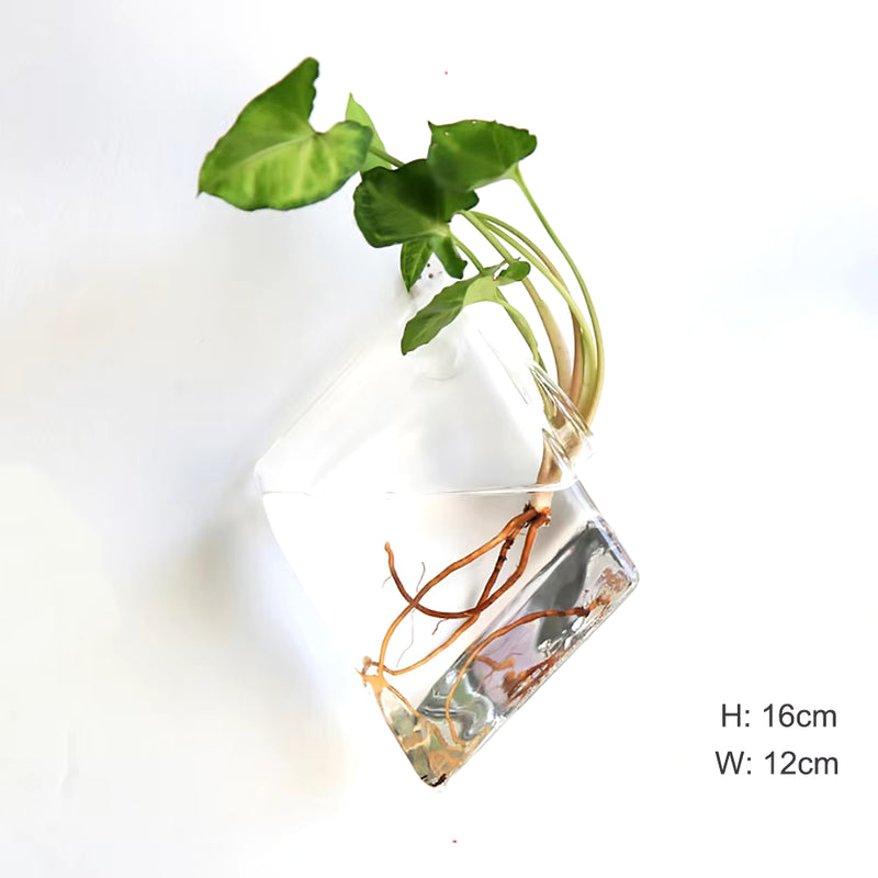 Fashion Wall Hanging Glass Flower Vase Terrarium Wall Fish Tank Aquarium Container Flower Planter Pots Home Garden Decoration