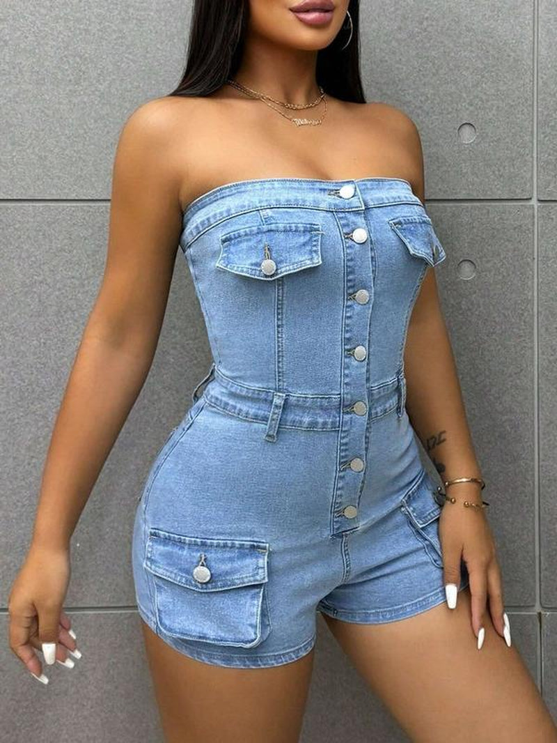 2014 Summer Women'S Jeans Rompers Stretch Off-Shoulder Slim Fit Jumpsuits Ladies Sexy Denim Bodysuits Rompers Women Jumpsuits Comfort Womenswear