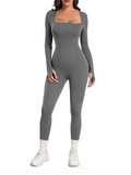 Women Yoga Jumpsuits Workout Ribbed Long Sleeve Sport Jumpsuits