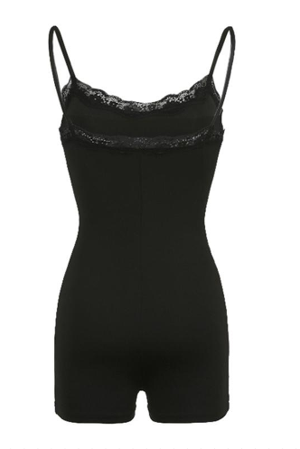 Women's Plain Contrast Lace Cami Romper